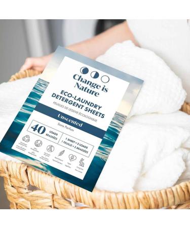 Eco-Friendly Laundry Sheets - 40 Loads Unscented Plastic-Free Detergent | Travel Size Hypoallergenic Soap - Buy Online on GoSupps.com