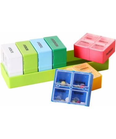 GARASANI Weekly Pill Organizer - 4 Compartments per Box 7 Boxes for Easy Medication Storage | International Shipping Available - Buy Online on GoSupps.com