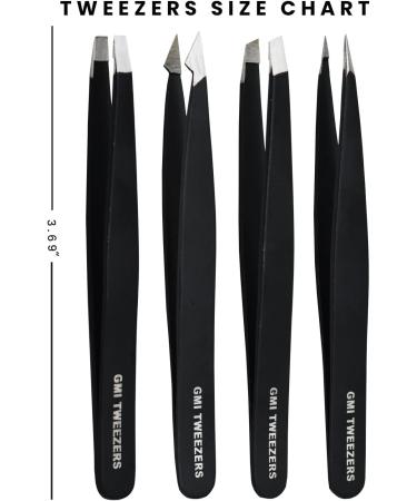 Set of 4 Professional Stainless Steel Eyebrow Tweezers for Facial Hair Removal - For Women and Men - Eyebrow Trimming and Precision Plucking - Buy Online on GoSupps.com