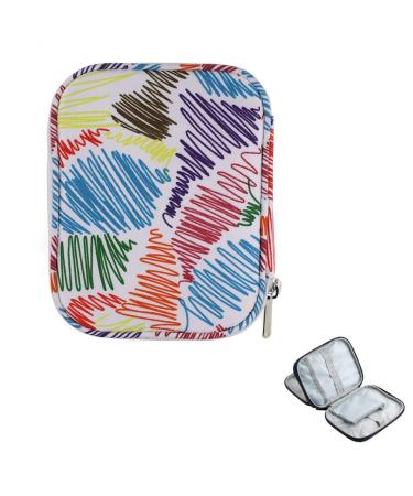 Katech Empty Crochet Hook Case Portable Travel Crochet Storage Bag Organizer Zipper Bags with Web Pocket and Crochet Holder Slots for Carrying Various Crochets Knitting Accessories (Line Pattern)
