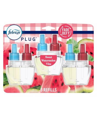 Febreze Plug with Fade Defy Technology Air Freshener - Sweet Watermelon Vine - (3) of 0.87 fl oz Refills Clear