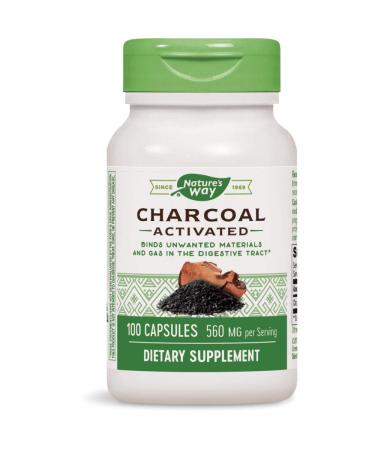 Natures Way Activated Charcoal Intestinal Cleanser Capsule, 260 mg - 100 per Pack - 3 Packs per case.3