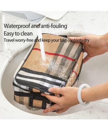 Veki 3-Piece Plaid Striped Transparent Makeup Bag Set - Waterproof Travel Cosmetic Organizer for Women/Girls - Stripe Design - Buy Online on GoSupps.com