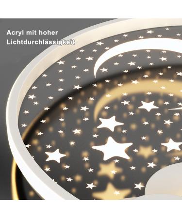 Buy Ahxiaozn LED Star Moon Ceiling Lamp for Kids | Dimmable Remote Control | 50cm White Bedroom Light | Perfect for Girls & Boys Rooms - Buy Online on GoSupps.com