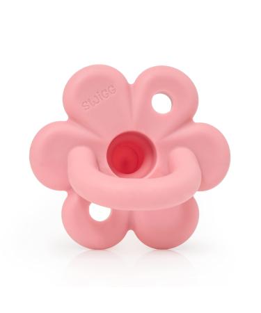 Swigg Soother Silicone Pacifier Teether with 2 Large Air Holes for Added Safety  BPA Free and Collapsible Handle for Girls  Ages 3 Months & Up  Orthodontic Pacifier 1 Piece Design  Rose