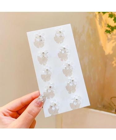 Shop Merkur White Flower Hair Clips - 10 Mini Rhinestone-Metal Wedding Accessories for Women & Girls - Buy Online on GoSupps.com
