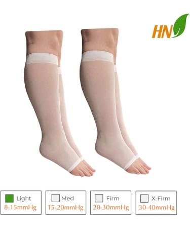 HealthyNees 2 Pairs 8-15 mmHg Clear Calf Compression Socks - Thin Open Toe XXL (White) for Optimal Health & Comfort - Buy Online on GoSupps.com