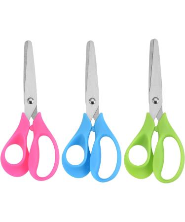 Left Handed Kids Craft Scissors - Set of 3 Blunt Safety Scissors for Ages 3+ - Stainless Steel with Soft Comfort-Grip Handles - Buy Online on GoSupps.com