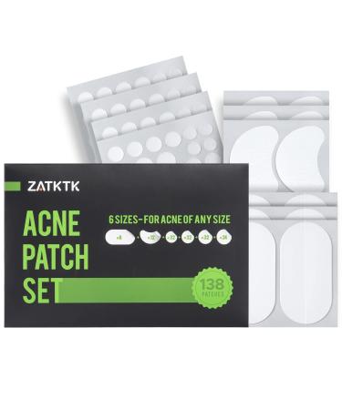 Pimple Patches (6 Sizes 138 Patches), Acne Patches for Large Zit Breakouts, Hydrocolloid Bandages for Face, Chin, Nose, Forehead, Body, Back, Neck & Chest, Oval Hydrocolloid Acne Patches with Tea Tree Oil & Salicylic Acid