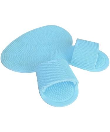 Buy Shower Foot Cleaner Mat - Multifunctional Silicone Foot Scrubber with Strong Suction Cups for Men - Blue | International Shipping - Buy Online on GoSupps.com