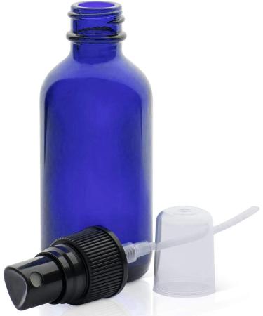 2oz Glass Spray Bottles for Essential Oils - Set of 12 Blue Bottles with Black Mist Tops - Buy Online on GoSupps.com