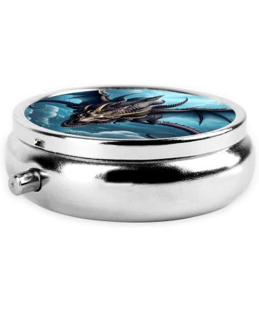 Flying Dragon Round Pill Box | 3-Compartment Portable Organizer for Purse & Pocket | Travel-Friendly Medication Storage - Buy Online on GoSupps.com