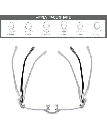 Fashion Rimless Reading Glasses for Men - Blue Light Filter Computer Glasses with Titanium Frame (2.75x) - Buy Online on GoSupps.com