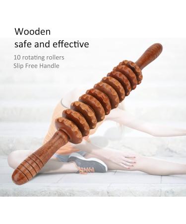 Jiawu Wooden Manual Fascia Massage Roller - Handheld Body Massager for Cellulite Relief Wound Recovery & Muscle Tension Reduction - Buy Online on GoSupps.com