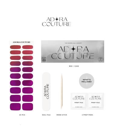 Adora Couture Chrome Aurora Purple Gel Nail Strips | 20pcs Nail Wraps Kit - Salon-quality, Long-lasting, Easy Application | Breathable Adhesive Nail Stickers for Women - Buy Online on GoSupps.com