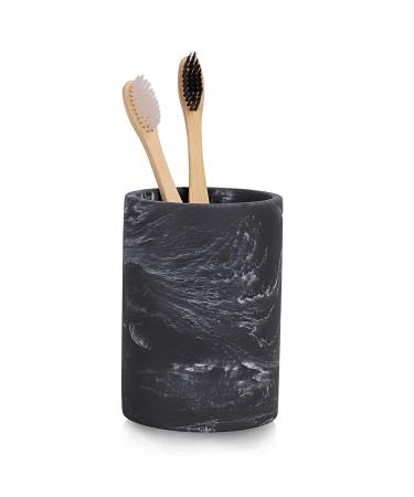 ZCCZ bathroom accessory-toothbrush holder in marble look round tooth cleaning mug for electrical toothbrush cosmetics brushes razors-mug in black-noble bathroom decoration black-round - Buy Online on GoSupps.com