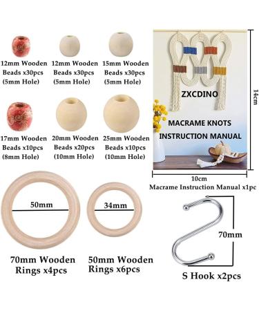 152pcs Macrame Kit for Beginners - 3mm x 220yards Natural Cotton Cord with Supplies for Macrame Plant Hanger - Wooden Beads, Rings, Sticks, Metal Rings - Buy Online on GoSupps.com