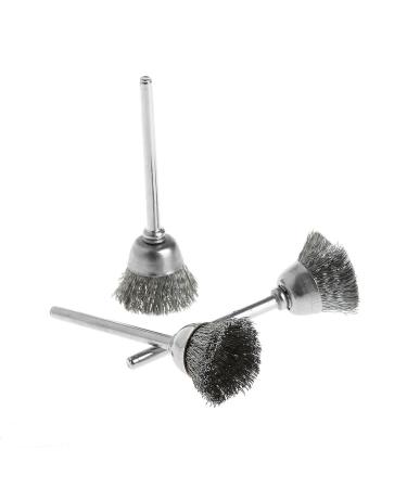 JOYKK 3Pieces Steel Wire Wheel Brush Head Abrasive Deburring Drilling Tools Bowl-shape - Silver