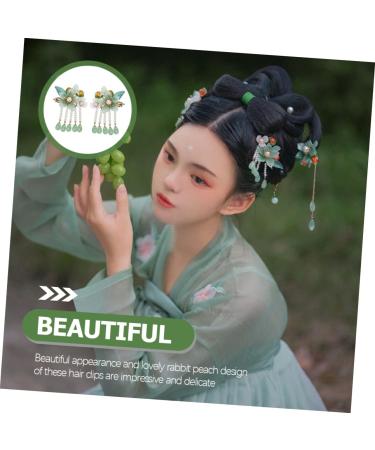 minkissy 1 Pair Antique Pair Clip Hanfu Hair Accessories Rhinestone Barrettes for Women Flower Embellishments Retro Hair Clips Decorative Hair Clips Chinese Hair Pins Flower Hair Clips Miss - Buy Online on GoSupps.com