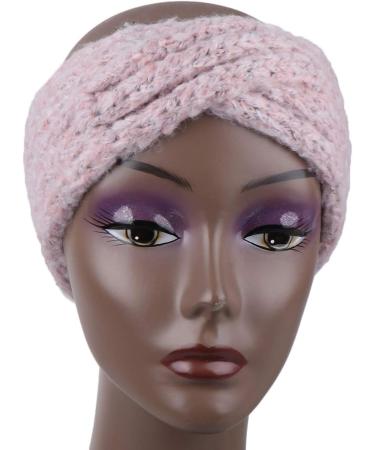 Lurrose Knitting Hair Band Woolen Crossed Headband Wide Rim Headwrap Twist Winter Headwear for Women Girls Pink - Buy Online on GoSupps.com
