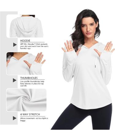 DAYOUNG Women's UPF 50+ UV Sun Protection Long Sleeve Hoody T-Shirt - White, XX-Large - Buy Online on GoSupps.com