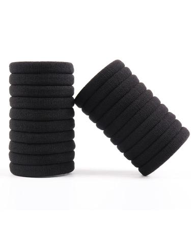 Manshui 100Pcs Black Hair Ties for Women - Large Seamless Elastic Ponytail Holders for Thick Hair - Cotton Stretch Hair Ties for Heavy Hair (Black) - Buy Online on GoSupps.com