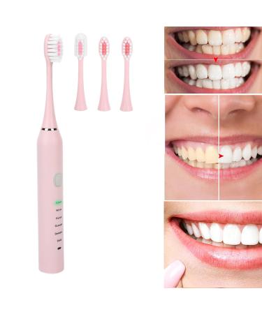 FILFEEL Electric Toothbrush - Rechargeable Whitening Teeth Cleaner Portable for Adults 4 Brush Heads - Pink - Buy Online on GoSupps.com