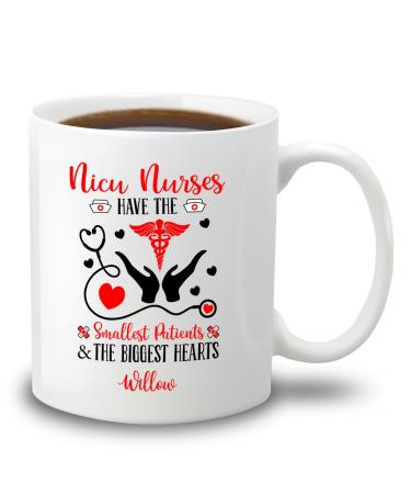 Nicu Nurse Have The Smallest Patients Mugs Personalized Neonatal Nurse Name Cups Custom Nurse Gift For Medical Student Neonatal Nurse Stethoscope Ceramic Mug RN White Coffee Mug 11oz 15oz Nicu Nurse Have The Smallest Patients White Mug