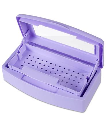Gusnilo Nail Tool Sterilizer Box barbicide Disinfectant Jar Plastic Disinfectant Container Suitable for Nail Tools Hair Salons Beauty Centers and Manicure and Nail Equipment(Purple)