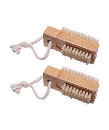 Nail Brush Beechwood Double-Sided Nail Brushes with Hanging Rope Portable Ergonomic Nail Cleaning Brush Lightweight Nail Scrub Brush for Removing Dirt From Hands Fingertips and Feet