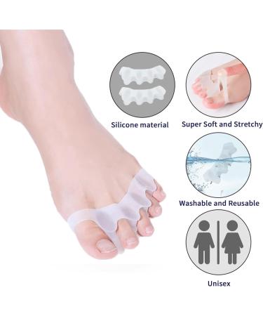 Silicone Toe Separators (2 Pair) - Toe Straighteners and Spacers for Curled, Overlapping Toes - Toe Stretcher for Toe Relaxation and Relief - Transparent Color - Buy Online on GoSupps.com