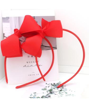 2 Pieces Red 4 Inch Bow Headband Grosgrain Ribbon Headbands With Bows For Girls Bulging Bows - Buy Online on GoSupps.com