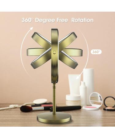 Zelaxy 8 Rechargeable Makeup Vanity Mirror with Lights - Double Sided 1X 10X Magnifying, 3 Color Lighting, Touch Sensor Dimming, Bronze - Buy Online on GoSupps.com