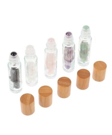 minkissy 5pcs Gem Ball Essential Oil Empty Roller Bottle Terrarium Travel Diffuser Massage Cross Eye Patches for Adults Liquid Bottle Natural Essential Lip Perfume Glass Bottle