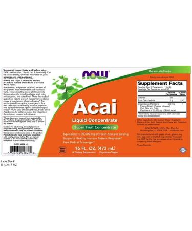 Now Foods Acai Liquid Concentrate 473 ml - Premium Antioxidant Supplement | Buy Internationally | Free Shipping - Buy Online on GoSupps.com