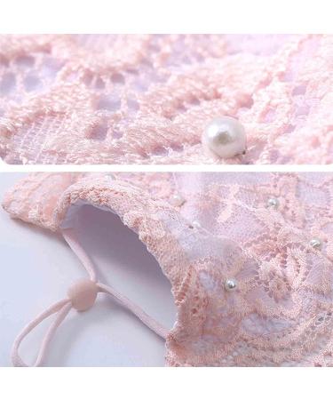 Yheakne Pink Pearl Face Cover Mask - Reusable Cotton Fashion Lace Mask for Women and Girls | Nightclub Facial Jewelry Accessories - Buy Online on GoSupps.com