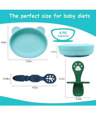 BTRFE Silicone Baby Suction Plate Set with Spoon - Cute, Food Grade, BPA Free Plates for Toddlers - Dishwasher & Microwave Friendly - Buy Online on GoSupps.com
