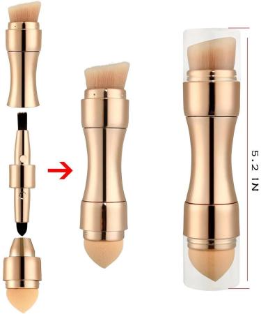 ZJchao Mini Face Makeup Brush 4 in 1 Makeup Brushes Tools Face Makeup Brush Soft Hair Portable Elastic Sponge Head Eyeshadow Lip Powder Travel Buffing Stippling Makeup Tools for Home Use - Buy Online on GoSupps.com