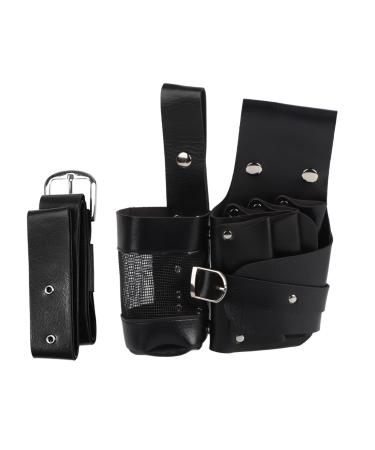 Professional hairdresser tool bag hairdresser bags Tool belt PU leather salon barber scissor pocket with adjustable shoulder strap for scissors hairdressing salon hairdressing accessories (black)