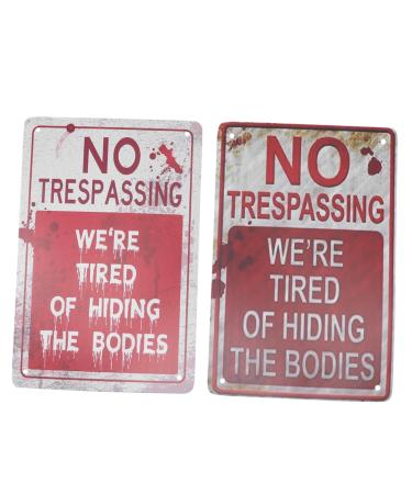 Ciieeo 2pcs Warning Tin Painting Emblems Metal Halloween Signs Metal Signs Hanging Painting Vintage Antique