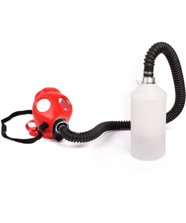 Latex Cosplay Gas Mask - White Full Half Face Fetish Mask with 2L Breathing Bottle - Buy Online on GoSupps.com