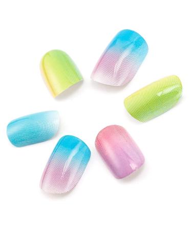24 Pcs Rainbow Gradient Children False Nails - Pre-glue Press on Fake Nails Tips for Ages 6+ - Buy Online on GoSupps.com