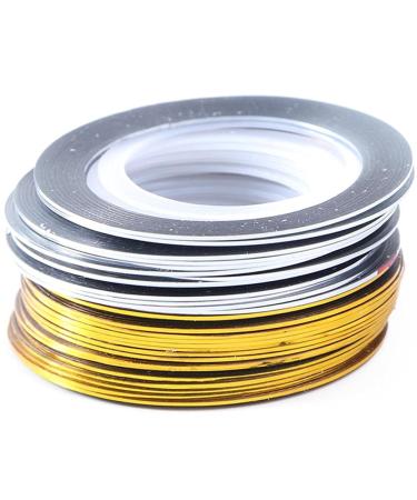 20 rolls gold silver striping tape line nail art sticker polish transfer nail wire foils adhesive sticker manicure decoration