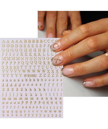 8 Sheets 3D Letter Nail Stickers - Self-Adhesive Alphabet Decals for Nail Art | Black White Gold Silver | DIY Acrylic Nail Decorations for Women & Girls - Buy Online on GoSupps.com