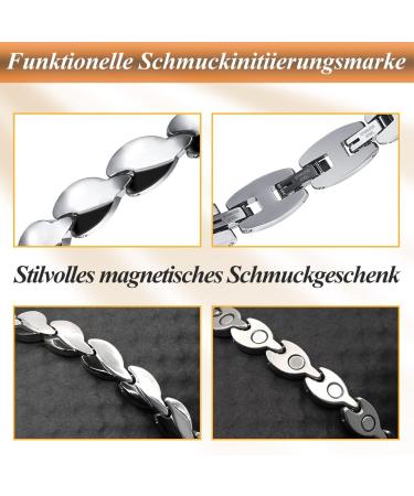 Vicmag Lymphatic Drainage Magnetic Bracelet for Women - Ultra-Strength Titanium Steel Silver & Black Leaves Design - Perfect Gift! - Buy Online on GoSupps.com