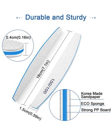 Premium 100/100 Grit Nail File Set - 12 Double-Sided Acrylic Nail Files | Washable & Reusable Professional Quality - Buy Online on GoSupps.com