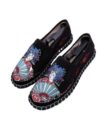 Old Beijing Embroidered Shoes Unisex Kung Fu Tai Chi Shoes Rubber Sole Martial Art Sports Shoes 41 EU Black 1