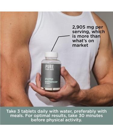 Pure for Men Pump Enhancer | Pre Workout Supplement for Muscle Pump Stamina and Increased Blood Flow | Nitric Oxide Booster with L-Arginine & L-Citrulline | Focus and Energy Support | 90 Count 90 Count (Pack of 1) - Buy Online on GoSupps.com