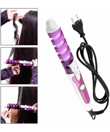 Buy Electric Hair Curler - Portable Ceramic Spiral Wand for Beach Waves | Travel Hair Styling Tool in Purple - Buy Online on GoSupps.com