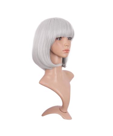 Buy MapofBeauty 12 Natural Silver Short Straight Bob Wig for Women - Premium Quality International Shipping - Buy Online on GoSupps.com
